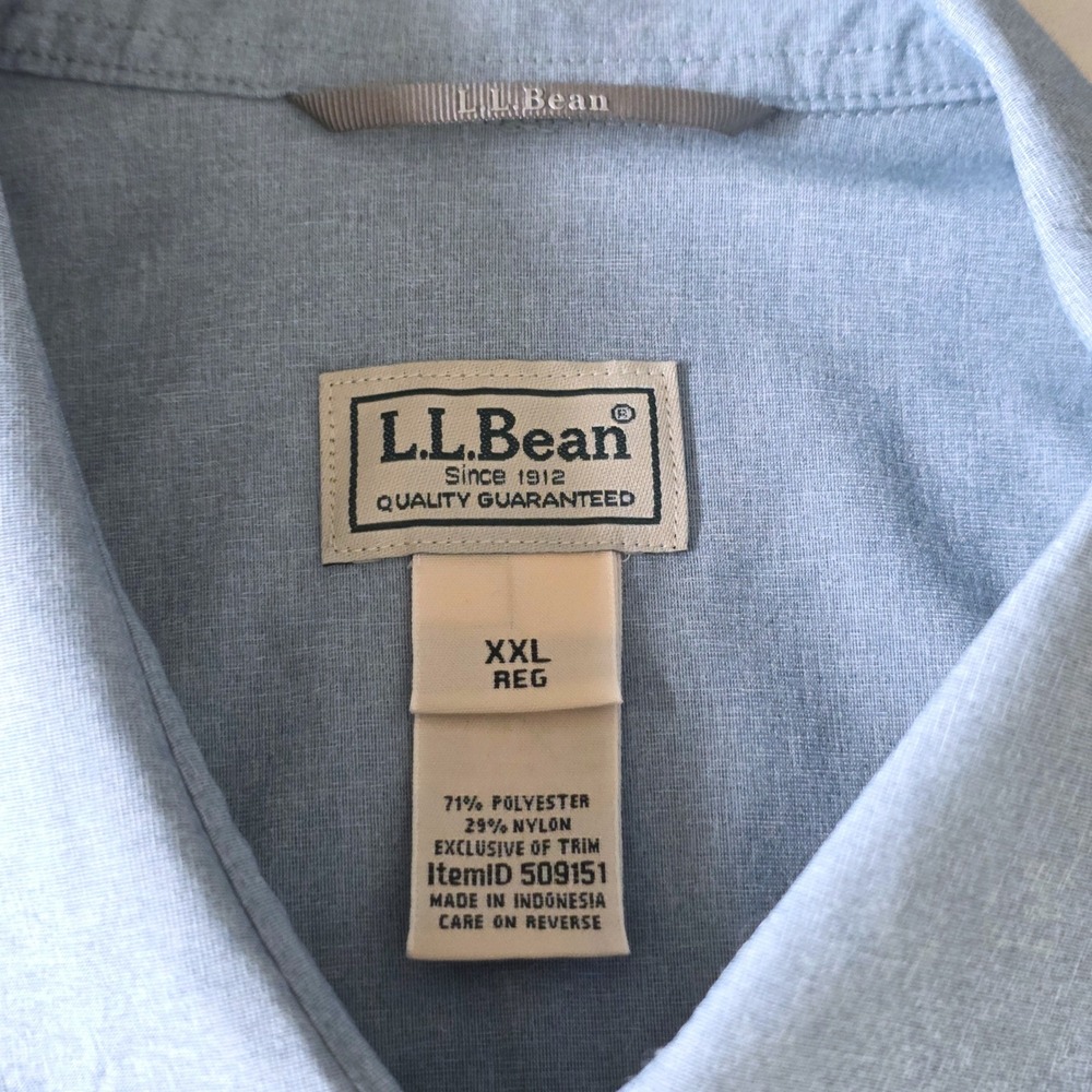 LL Bean No Fly Zone Shirt Men Blue Insect Repellent Long Sleeve Hiking Size 2XL - Picture 4 of 8